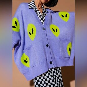 Dressed in LALA Oversized Alien Cardigan in Lavender